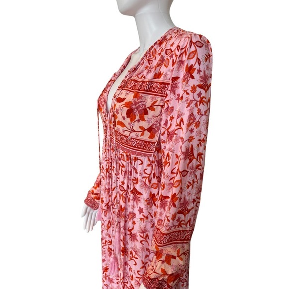 R. Vivimos Pink &‎ Red Tassel Boho Maxi Dress Size S - Picture 7 of 11